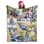 personalised blanket Custom Blanket with Photos Text.Custom Blanket with 1-9 Photo Collages.Flannel Blankets for Family Birthday Wedding Gift Fits Couch Sofa Bedroom Living Room-100cmX150cm