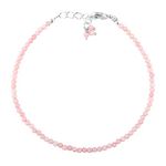 Natural Pink Opal Beads Bracelet, October Birthstone Jewelry, Faceted Round Beads Silver Bracelet, 2.4-2.5 mm With 7 + 1 Adjustable Chain