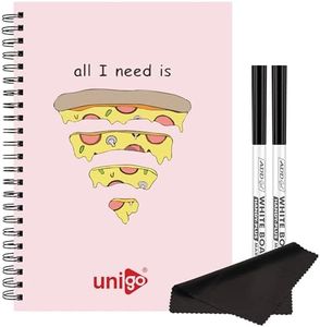 Unigo A5 Rewritable, Erasable & Reusable Notebook with 2 Marker & 1 Wipe Cloth, 21cm x 14.8cm, 40 Unruled Pages