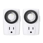 BN-LINK BND-60/U47 Indoor Mini 24-Hour Mechanical Outlet Timer, 3-Prong, 2-Pack