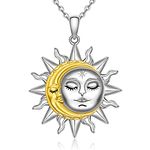 Sun Necklace Gold and Silver Moon Necklaces for Women Sun Moon Pendant Sunshine Sterling Silver for Couples Gift