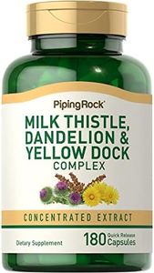 Piping Rock Milk Thistle, Dandelion & Yellow Dock | 180 Capsules | Concentrated Extract Complex | Non-GMO, Gluten Free Supplement