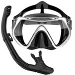 BuyCard Snorkel Set Adults, Dry-Top Snorkeling Gear with Panoramic View Diving Mask, Anti-Fog & Anti-Leak Scuba Diving Mask for Snorkeling Swimming Travel, Snorkeling Kit Diving Packages Sliver