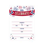 Canopy Street 25 Patriotic Party Invitations / 5" x 7" Flat Invitations With White Envelopes/Red, White And Blue Invites