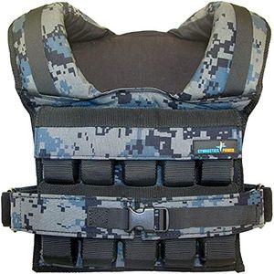 Gymnastics Power - Weighted Vest 6lb, 10lb, 12lb, 25lb, 35lb, 45lb, 60lb Removable Iron Weights for Men and Women Workout for Calisthenics and Fitness Sport Training (45 LB - Camo)