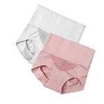 AKADO Cotton High Waist Panties Tummy Control Underwear Ladies Briefs Shapewear Double Layer Half Body Shaper Underwear for Women - 2pc, Free Size. (Pink + Grey)