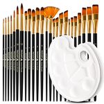 Tritart 25 Acrylic brushes, aquarelle brushes, gouache brushes, oil painting brushes etc. | 2 mixing palettes | synthetic brushes | painting brush set