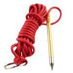 10 Foot 550lb Paracord Fishing Stringer Fish Holder with Metal Threading Needle and 1 Inch Split Ring (Red)