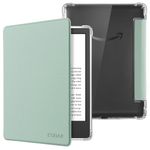 CoBak Case for 6" Kindle 11th Generation 2024 and 2022 - Ultra Slim Lightweight Transparent Clear TPU Back Shell Protective Cover with Auto Wake/Sleep for Kindle, Agave Green