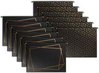 Set of 12 Geometric Black Gold Hanging File Folders Letter Size, Cute Hanging Folders for Filing Cabinet and Hanging File System, Filing Cabinet Folders, Decorative Hanging Filing folders with tabs