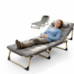 Litenyx Folding Bed Single for Sleeping 5 in 1 for Adults with Removable Cushion Outdoor Recliner Camping Bed Cot Beach for Adult Foldable Bed for Travelling Upto 150KG (193cmx67cm X33cm)