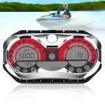 NO Programming Required New OEM Speedometer with LCD Gauge & Chrome Bezel Fit for Seadoo GTX RXP RXT Wake Replace 278002270 278002144 Digital Gauge Cluster Kit (red)