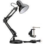 PowerKing Swing Arm Writing Desk Architect Lamp with Clamp for Home Office (Black)