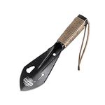 Multi Tool Survival Shovel Camping Spade Metal Military Scaled Hand Trowel with Paracord Handle for Outdoor Digging (Black)