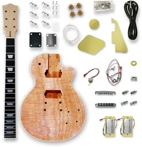 BexGears DIY Electric Guitar Kits Okoume wood Body curved top with mahogany veneer cover maple neck & composite ebony fingerboard