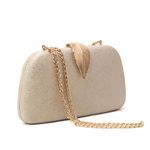 INOVERA (LABEL) Women Evening Hand Clutch | Ladies Party Wedding Purse with Chain Strap (Ivory) (Ivory)