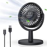 LEMOISTAR Small Desk Fan USB Powered Portable Fan 4 Speeds Strong Airflow Mini Fan 310°Rotation Personal Fan, Quiet Operation Table Fan for Desktop Home Office Bedroom Car(Black)