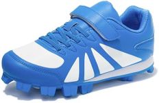CAMVAVSR Baseball Cleats for Kids - Lightweight Boys Girls Rubber Molded Softball Shoes - Easy to Wear Children Youth Outdoor Sneakers Blue