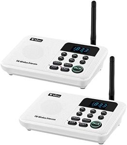 Wuloo Intercoms Wireless for Home 1 Mile Range 22 Channel 100 Digital Code Display Screen, Wireless Intercom System for Home House Business Office, Room to Room Intercom Communication(2Station, White)