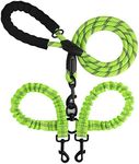 Double Dog Leash, Heavy Duty Rope Dog Leash, 360° Swivel No Tangle Split Lead, Adjustable Length Dual Two Dog Lead Splitter for Small, Medium, Large Breeds (Green)