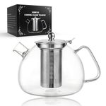 LIBWYS Teapot 1500 ml with removable strainer insert, teapot glass made of heat-resistant borosilicate glass, suitable for brewing tea, flower tea, herbal tea and tea bags, easy to clean