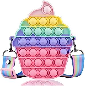 7iper Pop Bag Pop Purse,Pop Shoulder Bag Fidget Toys for Kids Crossbody Purse Pop Fidget Bag for Girls (Cup Cake)