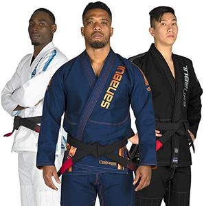 Sanabul Core Competition BJJ Gi for Men | Preshrunk Excellence | IBJJF-Approved Brazilian Jiu-Jitsu Training and Competition Gi (Navy/Orange, A3)