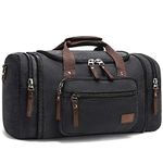 Canvas Duffle Bags,Fresion New Two Side Pockets for Extensions for Unisex Weekend Daypack Large Holdall Travel Bag(Black)