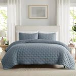 WDCOZY Blue Cloud Quilt Twin Size Bedding Set with Pillow Sham, Puffy Cozy Lightweight Bedspread Coverlet, Soft Cute Bed Cover for All Season - 2 Pieces, 68x90 inches