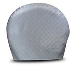 ADCO 3756 Silver OS Diamond Plated Steel Vinyl Tyre Gard Wheel Cover, (Set of 2) (Fits 43"-45")