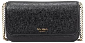 kate spade new york Ava Pebbled Leather Flap Chain Wallet, Black, Black, One Size