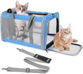 TIYOLAT Cat Carrier, Pet Carrier Airline Approved, Kitten Carrier for Small Dogs Cats Under 16 Lbs, Collapsible Soft Sided Puppy Carrier with Adequate Ventilation,4 Mesh Windows,3 Entrances (Blue)