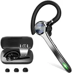 HEIBAS Bluetooth Headset, Wireless Bluetooth Earpiece with 500mAh Charging Case 72 Hours Talking Time Built-in Microphone for iOS Android Cell Phone, V5.1 Hand-Free Headphones for Trucker, Office