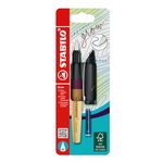 Climate-Neutral Fountain Pen - STABILO Grow - Pack of 1 - Plum Red/Cherry Wood with Blue Erasable Ink and Ink Cartridge