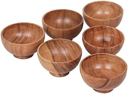 LAVAUX Designs Set of 6 Acacia Wood Small Bowls 4 fl oz | 3.25 * 2 inches | Hand Carved Wooden Kitchen Cups for Serving dips, Sauce, Nuts, Candy and Condiments | Cute Mini Cups |