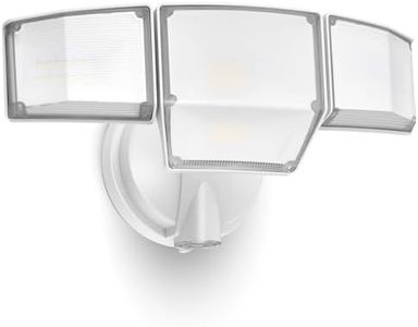 LUTEC 80W Dusk to Dawn Flood Lights Outdoor, 9000LM Super Bright LED Security Light with Photocell, IP65 Waterproof, 5000K Daylight, Hardwired 4 Heads Floodlight for Garage, Yard, Patio (White)