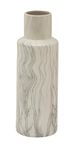 Deco 79 Ceramic Decorative Vase Faux Marble Centerpiece Vase, Flower Vase for Home Decoration 8" x 7" x 21", White