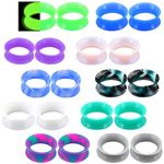 JEWSEEN 20PCS Soft Silicone Ear Gauges Flesh Tunnels Plugs Stretchers Expander Double Flared Flesh Tunnels Body Piercing Jewelry