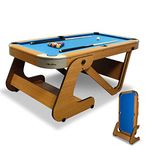 Riley Supersize 6ft 6in Folding Pool Table with Soft-tip Dartboard - Vertical Folding Leg System with Independent Leg Levellers - with Balls & Cues, Triangle & Table Brush