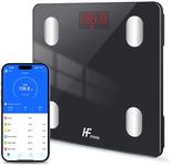 HomeFashion HFitness 19x Body Composition Indices Smart Scale Bathroom Scales for Body Weight Body Fat Monitor BMI Muscle Mass Bone iOS Android App Bluetooth Wireless