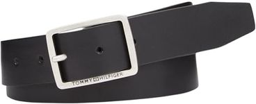 Tommy Hilfiger Men Belt Jeans Buckle 3.5 Leather, Black (Black), 95 cm