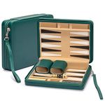 Yellow Mountain Imports Travel Size Backgammon Mini Game Set, Izmir - Magnetic Checkers and 23.5-Centimeter Board in Sleek Leatherette Case - Classic Strategy Board Game