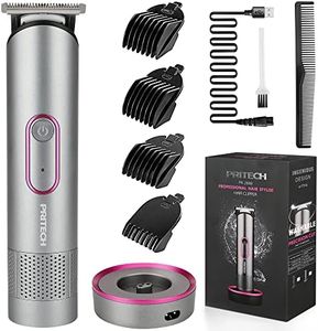 PRITECH Hair Trimmer for Women, Waterproof Bikini Trimmer for Women for Wet & Dry Use, Rechargeable Pubic Hair Trimmer Women, Women Electric Razor&Shaver with Standing Recharge Dock, Aurora Gray