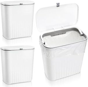 Mifoci 3 Pieces Plastic Sanitary Napkins Receptacle, Wall Mounted Tampon Disposal Bin with Lid, Feminine Hygiene Receptacle for Bathroom Restroom Home Office Hygiene Products Tampon Waste, White