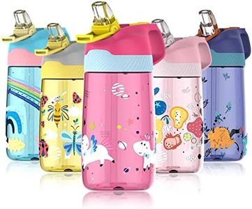 Fjbottle Gourde Enfant avec Paille 450ml, Bouteille d'eau Enfant sans BPA Tritan, Gourde Étanche Réutilisable pour École, Sport, Maternelle