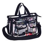 Jula Vance Medium Clear PVC Makeup Artist Set Bag Transparent Cosmetic Storage Bag Travel Make up Kits Organizer MUA Bag Stadium Approved Clear Tote Bag with Removable Shoulder Strap, Clear