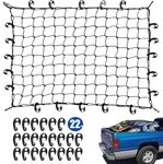 3' x 4' to 6 'x 8' Latex Cargo Net with 22 Nylon Hooks, 3.2" x 3.2" Tight Mesh, 5mm Cord, for Pickup Truck Bed and SUV Rooftop Travel Luggage Rack etc