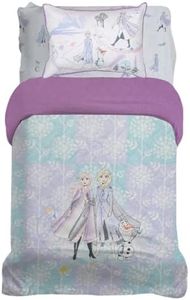 Franco Disney's Frozen 2 Kids Bedding Super Soft Premium Organic Cotton Quilt Coverlet with Sham, 2 Piece Twin Size, (Officially Licensed Product)
