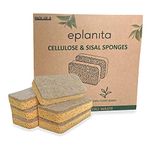 eplanita Natural Plant Based Scrub Sponges (6 Pack), Non-Scratch, Biodegradable Eco Scourers for Kitchen and Bathroom