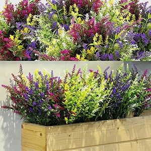 WILLBOND 12 Paquetes de Plantas Artificiales de Lavanda Resistentes a los Rayos UV, arbustos de Flores Artificiales para arreglos Florales, Centro de Mesa, decoración del hogar y jardín (Color